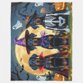 Doberman Dogs Pumpkin Halloween Grappig Fleece Deken (Voorkant)