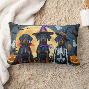 Doberman Dogs Pumpkin Halloween Grappig Kussen