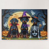 Doberman Dogs Pumpkin Halloween Grappig Legpuzzel (Horizontaal)
