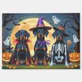 Doberman Dogs Pumpkin Halloween Grappig Magneet (Voorkant)