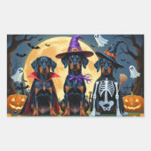 Doberman Dogs Pumpkin Halloween Grappig Rechthoekige Sticker (Voorkant)
