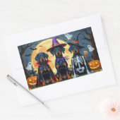 Doberman Dogs Pumpkin Halloween Grappig Rechthoekige Sticker (Envelop)