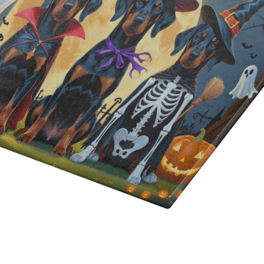 Doberman Dogs Pumpkin Halloween Grappig Snijplank (Hoek)