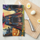 Doberman Dogs Pumpkin Halloween Grappig Theedoek (Quarter Fold)