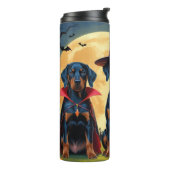 Doberman Dogs Pumpkin Halloween Grappig Thermosbeker (Gedraaid links)