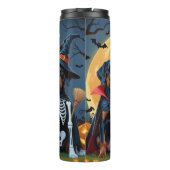 Doberman Dogs Pumpkin Halloween Grappig Thermosbeker (Achterkant)