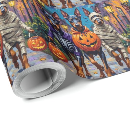 Doberman Dogs Trick-or-Treating Halloween kostuums Cadeaupapier (Rol Hoek)