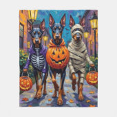 Doberman Dogs Trick-or-Treating Halloween kostuums Fleece Deken (Voorkant)
