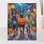 Doberman Dogs Trick-or-Treating Halloween kostuums Kaart (Voorkant)