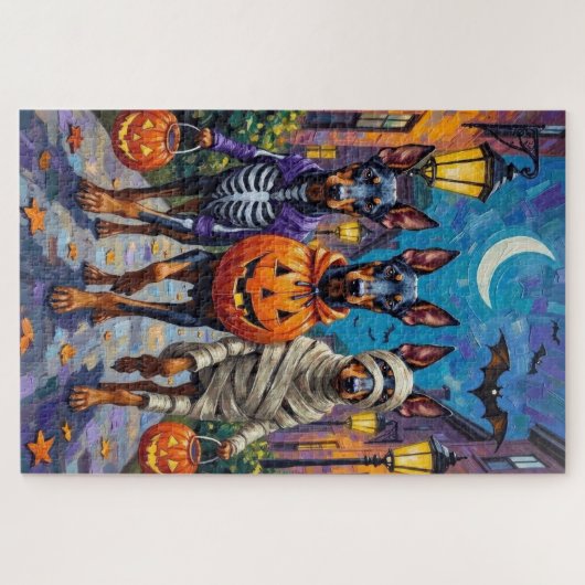 Doberman Dogs Trick-or-Treating Halloween kostuums Legpuzzel (Horizontaal)