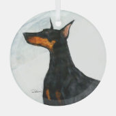 Doberman door Hevener Glas Ornament (Voorkant)