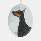 Doberman door Hevener Glas Ornament (Voorkant Rechts)