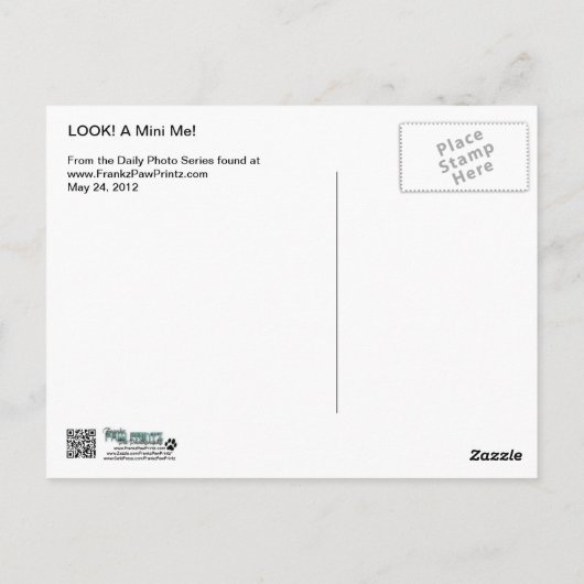 Doberman en Min Pin - KIJK! Een mini voor mij! Briefkaart (Achterkant)