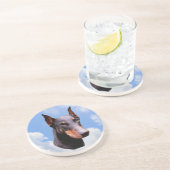 Doberman Face Dog Animal Onderzetter (Zijkant)