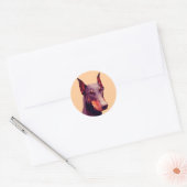 Doberman Face Dog Ronde Sticker (Envelop)