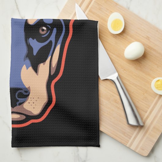 Doberman Face Theedoek (Quarter Fold)