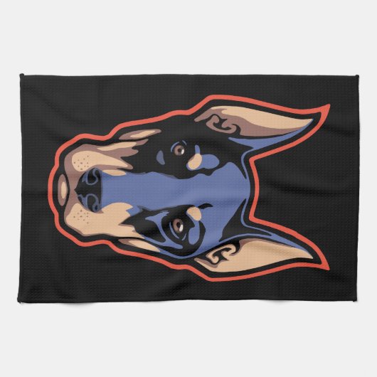 Doberman Face Theedoek (Horizontaal)