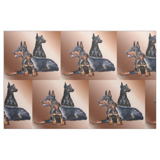 Doberman Family Hondenras Fabric Stof