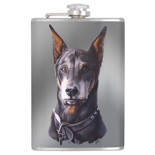 Doberman Flask Personalize Doberman Pinscher Flask Heupfles (Voorkant)