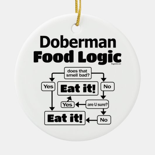 Doberman Food Logic Keramisch Ornament (Voorkant)