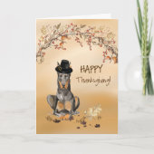 Doberman Funny Pilgrim Pet Thanksgiving Kaart (Voorkant)
