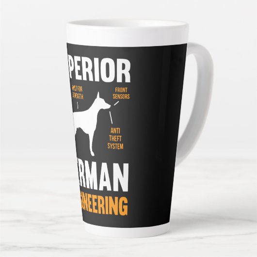 Doberman Gift | Superior German Engineering Latte Mok (Rechterhoek)
