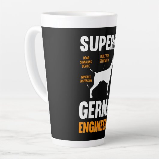 Doberman Gift | Superior German Engineering Latte Mok (Linkerhoek)