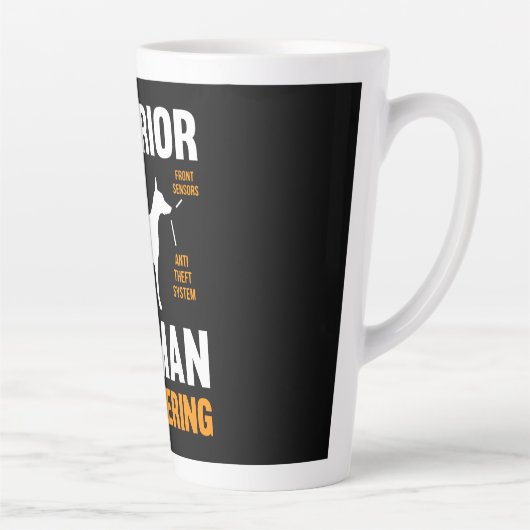 Doberman Gift | Superior German Engineering Latte Mok (Rechts)