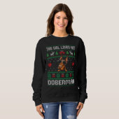 Doberman Girl Cool Ugly Christmas for Dog Mom Trui (Voorkant volledig)