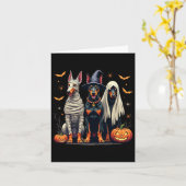 Doberman Halloween kostuum Mummy Witch Ghost Kaart (Gele Bloem)