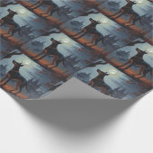 Doberman Halloween Scary Cadeaupapier (Hoek)