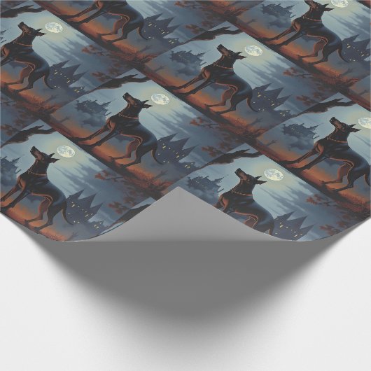 Doberman Halloween Scary Cadeaupapier (Hoek)