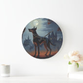 Doberman Halloween Scary Grote Klok (Huis)