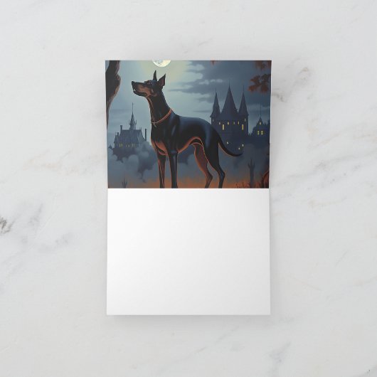 Doberman Halloween Scary Kaart (Binnen)