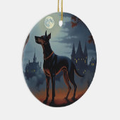 Doberman Halloween Scary Keramisch Ornament (Rechts)
