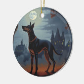 Doberman Halloween Scary Keramisch Ornament (Links)