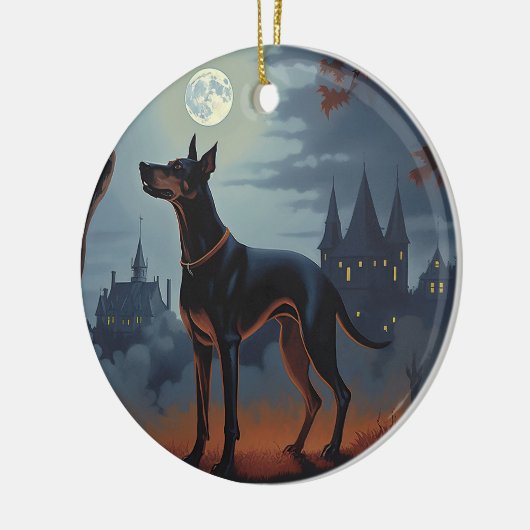 Doberman Halloween Scary Keramisch Ornament (Links)