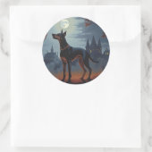 Doberman Halloween Scary Ronde Sticker (Tas)