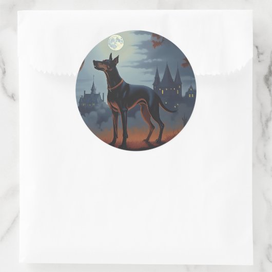 Doberman Halloween Scary Ronde Sticker (Tas)