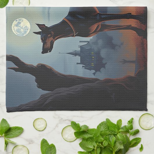 Doberman Halloween Scary Theedoek (Gevouwen)