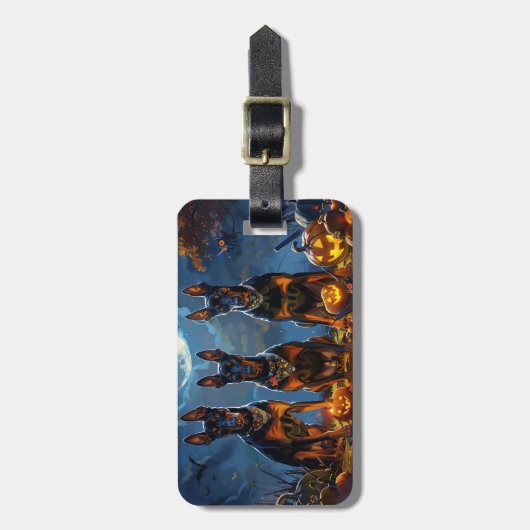 Doberman Halloween Spooky Bagagelabel (Voorkant verticaal)
