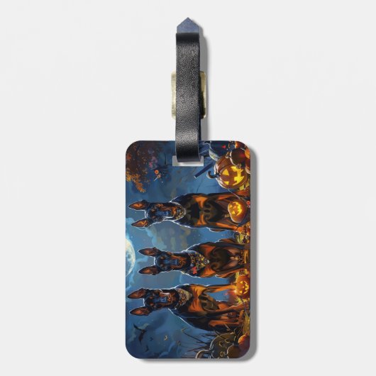 Doberman Halloween Spooky Bagagelabel (Achterkant verticaal)