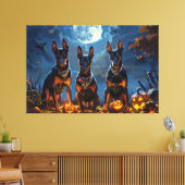 Doberman Halloween Spooky Canvas Afdruk (Insitu (Woonkamer))