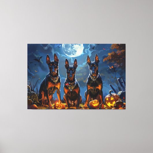 Doberman Halloween Spooky Canvas Afdruk (Voorkant)