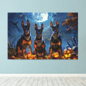 Doberman Halloween Spooky Canvas Afdruk (Insitu (Houten vloer))