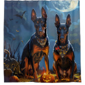 Doberman Halloween Spooky Douchegordijn (Voorkant)