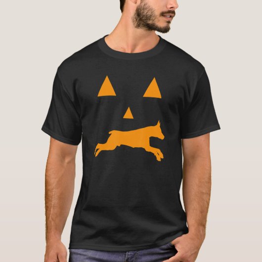 Doberman Halloween Spooky Face Dog Classic T-shirt (Voorkant)
