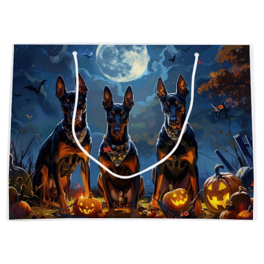 Doberman Halloween Spooky Groot Cadeauzakje (Voorkant)