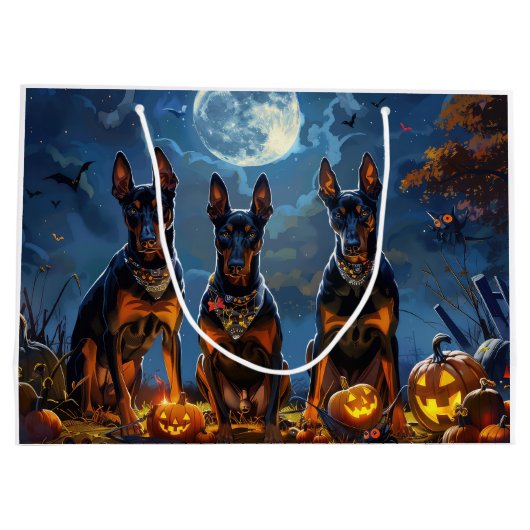Doberman Halloween Spooky Groot Cadeauzakje (Achterkant)