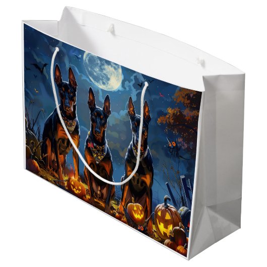 Doberman Halloween Spooky Groot Cadeauzakje (Achterkant Gekanteld)